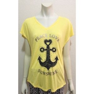 Cato Medium Peace Love Sunshine Yellow T-Shirt